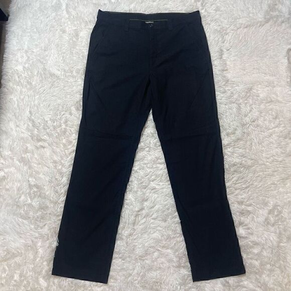 Eddie Bauer Mens Black Pants Size 34x32 Stretchy Zipper Pocket - Picture 1 of 12